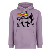 Lavender Rasta Lion of Judah Rastafarian Reggae Lion and Christian Heavyweight Hoodie - longCreatives