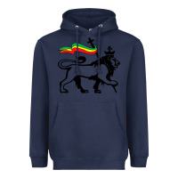 Navy Rasta Lion of Judah Rastafarian Reggae Lion and Christian Heavyweight Hoodie - longCreatives