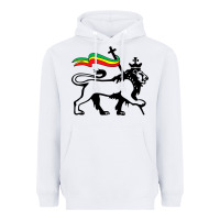 White Rasta Lion of Judah Rastafarian Reggae Lion and Christian Heavyweight Hoodie - longCreatives