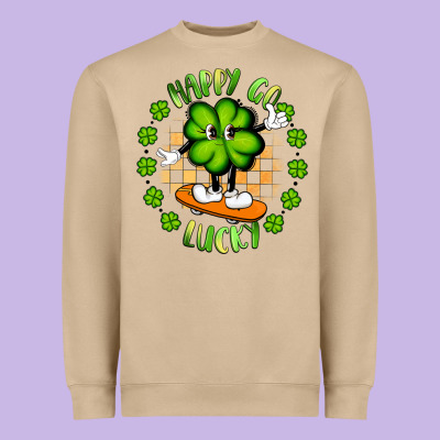 Happy Go Lucky Heavyweight Sweatshirt Designed By Artiststas