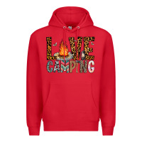 Red Love Camping Premium Hoodie - CowhideDigitalArt