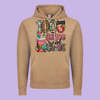 Hundred Days Of Coffee And Chaos Vintage Hoodie Designed By Oliviacreatesart