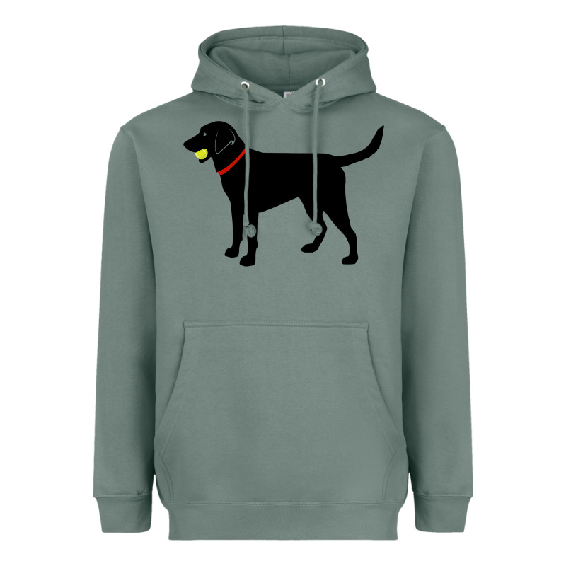 Labrador Retriever Fetch, Black Lab Play Ball Heavyweight Hoodie by longCreatives | Teevron