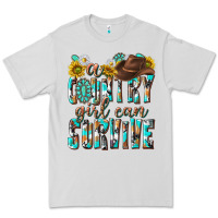 Dove Grey Western a Country Girl Can Survive Premium Tee - texasbilliewilder