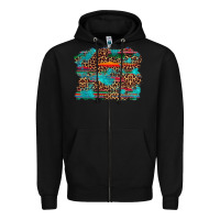Black western serape leopard turquoise  background Zipper Hoodie - Artiststas