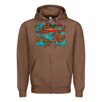 Chestnut western serape leopard turquoise  background Zipper Hoodie - Artiststas