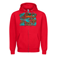 Red western serape leopard turquoise  background Zipper Hoodie - Artiststas