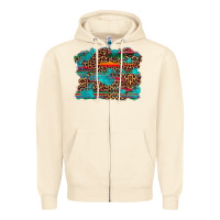 Sandshell western serape leopard turquoise  background Zipper Hoodie - Artiststas
