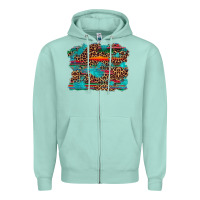 Seafoam western serape leopard turquoise  background Zipper Hoodie - Artiststas