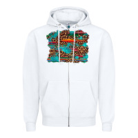 White western serape leopard turquoise  background Zipper Hoodie - Artiststas