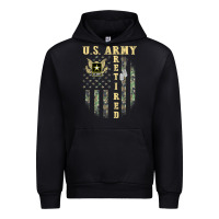 Us Army Retired  Distressed American Flag Patriotic Urban Hoodie | Teevron