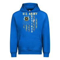 Cobalt US ARMY Retired  Distressed American Flag Patriotic Urban Hoodie - longCreatives