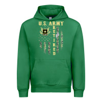 Emerald US ARMY Retired  Distressed American Flag Patriotic Urban Hoodie - longCreatives