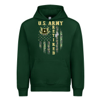 Forest Green US ARMY Retired  Distressed American Flag Patriotic Urban Hoodie - longCreatives