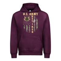 Mauve Wine US ARMY Retired  Distressed American Flag Patriotic Urban Hoodie - longCreatives