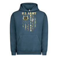 Pigment Midnight Navy US ARMY Retired  Distressed American Flag Patriotic Urban Hoodie - longCreatives