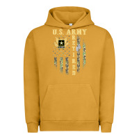 Pigment Peanut Butter US ARMY Retired  Distressed American Flag Patriotic Urban Hoodie - longCreatives