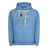 Pigment Pebble Blue US ARMY Retired  Distressed American Flag Patriotic Urban Hoodie - longCreatives