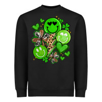 Black st patrick's day green smile Heavyweight Sweatshirt - Artiststas