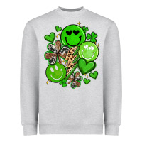 Heather Grey st patrick's day green smile Heavyweight Sweatshirt - Artiststas