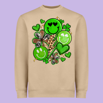 St Patrick's Day Green Smile Heavyweight Sweatshirt Designed By Artiststas