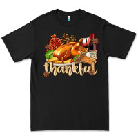 Black Thankful with Turkey Premium Tee - texasbilliewilder