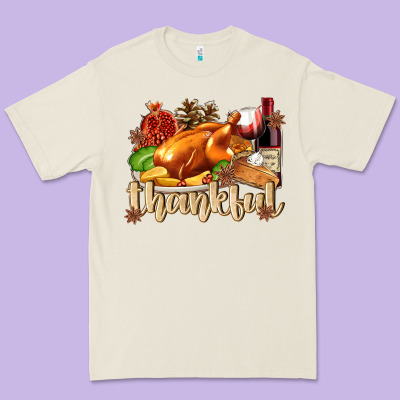 Thankful With Turkey Premium Tee Designed By Texasbilliewilder