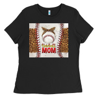 Black baseball mom with leopard tumbler tbs Ladies Tee - TumblerDesignByShophia