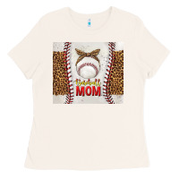 Bone baseball mom with leopard tumbler tbs Ladies Tee - TumblerDesignByShophia