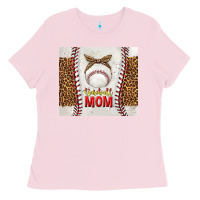 Bubblegum Pink baseball mom with leopard tumbler tbs Ladies Tee - TumblerDesignByShophia