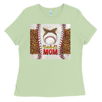 Matcha baseball mom with leopard tumbler tbs Ladies Tee - TumblerDesignByShophia