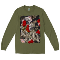 Army Green Two skeletons hugging Valentine's Day Long Sleeve Tee - FaDigitalArtStudio