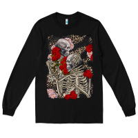 Black Two skeletons hugging Valentine's Day Long Sleeve Tee - FaDigitalArtStudio