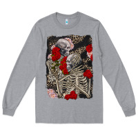 Heather Grey Two skeletons hugging Valentine's Day Long Sleeve Tee - FaDigitalArtStudio