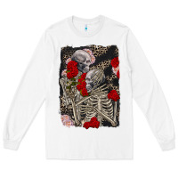 White Two skeletons hugging Valentine's Day Long Sleeve Tee - FaDigitalArtStudio