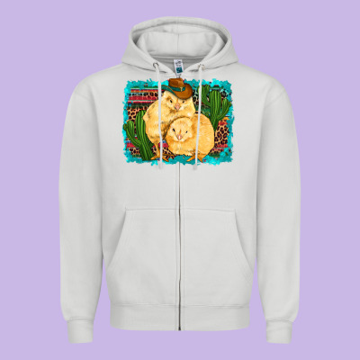 Western Cowboy Chicks Cactus Coop Animals  Leopard Serape Turquoise Zipper Hoodie Designed By Artiststas