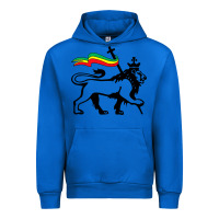 Cobalt Rasta Lion of Judah Rastafarian Reggae Lion and Christian Urban Hoodie - longCreatives