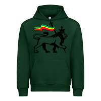 Forest Green Rasta Lion of Judah Rastafarian Reggae Lion and Christian Urban Hoodie - longCreatives