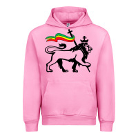 Fuchsia Pink Rasta Lion of Judah Rastafarian Reggae Lion and Christian Urban Hoodie - longCreatives