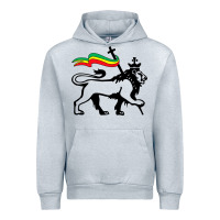 Heather Grey Rasta Lion of Judah Rastafarian Reggae Lion and Christian Urban Hoodie - longCreatives