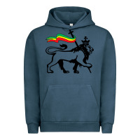 Pigment Midnight Navy Rasta Lion of Judah Rastafarian Reggae Lion and Christian Urban Hoodie - longCreatives