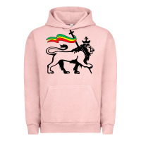 Pigment Salmon Rasta Lion of Judah Rastafarian Reggae Lion and Christian Urban Hoodie - longCreatives