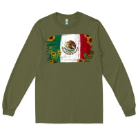 Army Green Mexican Flag Cactus Sunflower Long Sleeve Tee - Jasminsmagicworld