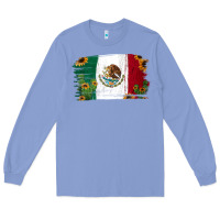 Colony Blue Mexican Flag Cactus Sunflower Long Sleeve Tee - Jasminsmagicworld