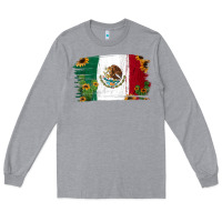 Heather Grey Mexican Flag Cactus Sunflower Long Sleeve Tee - Jasminsmagicworld
