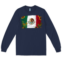 Navy Mexican Flag Cactus Sunflower Long Sleeve Tee - Jasminsmagicworld