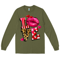 Army Green Western love lips Long Sleeve Tee - FaDigitalArtStudio