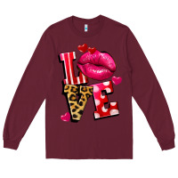 Burgundy Western love lips Long Sleeve Tee - FaDigitalArtStudio