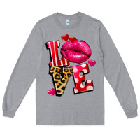 Heather Grey Western love lips Long Sleeve Tee - FaDigitalArtStudio