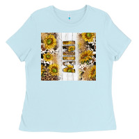 Baby Blue western mother's day mini with cowhide and sunflowers tumbler tbs Ladies Tee - TumblerDesignByShophia